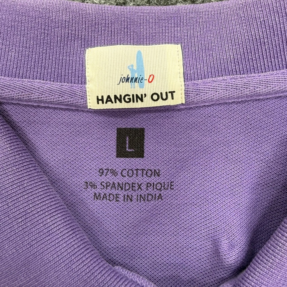 Johnnie-O Hangin Out Purple Pique Polo Shirt Mens Large Short Sleeve Logo - Picture 3 of 9